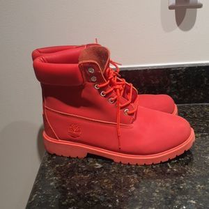 Timberland 6" Premium Satin Collar Red Boots Size 11 M